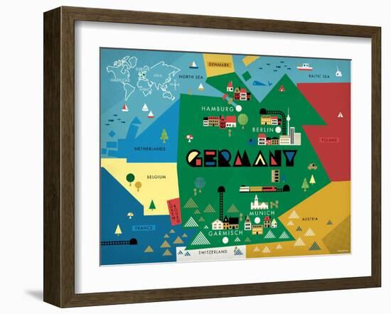 Germany Map-null-Framed Giclee Print