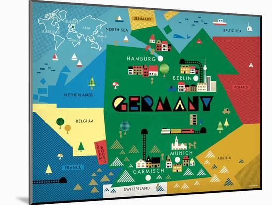Germany Map-null-Mounted Giclee Print