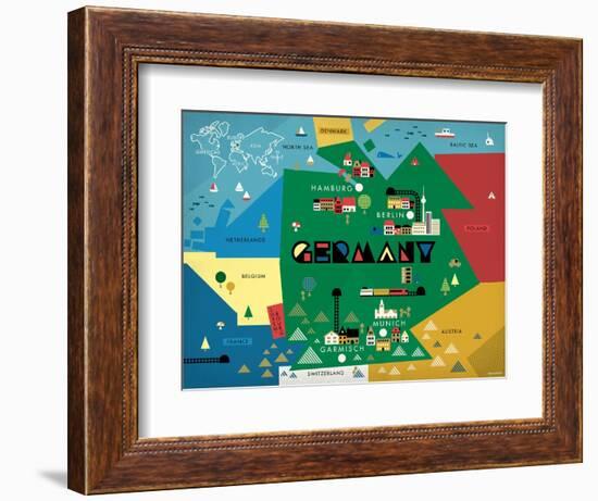 Germany Map-null-Framed Giclee Print