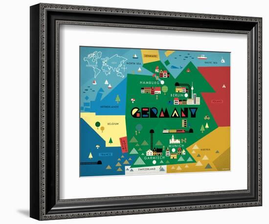 Germany Map-null-Framed Giclee Print