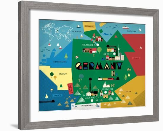 Germany Map-null-Framed Giclee Print