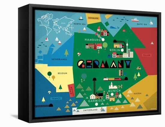 Germany Map-null-Framed Premier Image Canvas