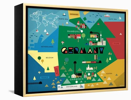 Germany Map-null-Framed Premier Image Canvas