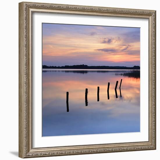 Germany, Mecklenburg-Western Pomerania, Mecklenburg-Vorpommern, Sundown in the Schaalsee-Andreas Vitting-Framed Photographic Print