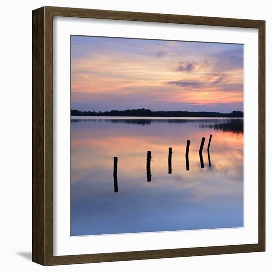 Germany, Mecklenburg-Western Pomerania, Mecklenburg-Vorpommern, Sundown in the Schaalsee-Andreas Vitting-Framed Photographic Print