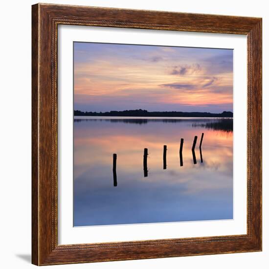 Germany, Mecklenburg-Western Pomerania, Mecklenburg-Vorpommern, Sundown in the Schaalsee-Andreas Vitting-Framed Photographic Print