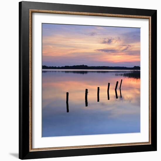 Germany, Mecklenburg-Western Pomerania, Mecklenburg-Vorpommern, Sundown in the Schaalsee-Andreas Vitting-Framed Photographic Print