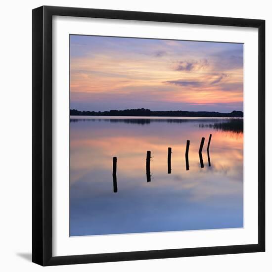 Germany, Mecklenburg-Western Pomerania, Mecklenburg-Vorpommern, Sundown in the Schaalsee-Andreas Vitting-Framed Photographic Print