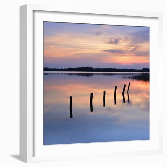 Germany, Mecklenburg-Western Pomerania, Mecklenburg-Vorpommern, Sundown in the Schaalsee-Andreas Vitting-Framed Photographic Print