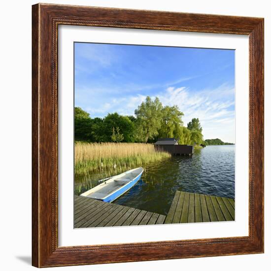 Germany, Mecklenburg-Western Pomerania, Mecklenburg-Vorpommern, Zarrentin, Footbridge-Andreas Vitting-Framed Photographic Print