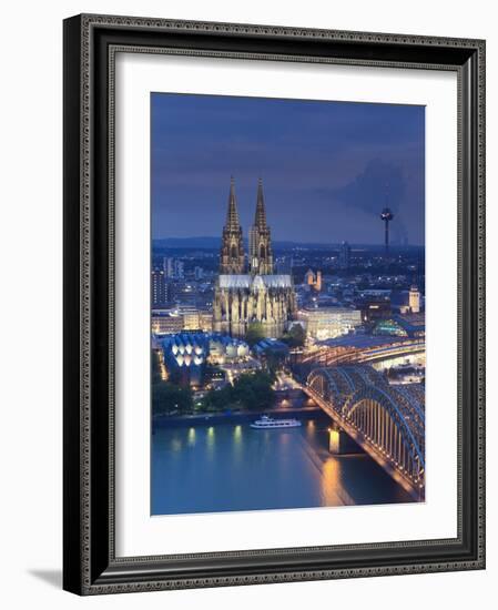 Germany, North Rhine Westphalia, Cologne (Koln), Hohenzoller Bridge over River Rhine and Cathedral-Michele Falzone-Framed Photographic Print