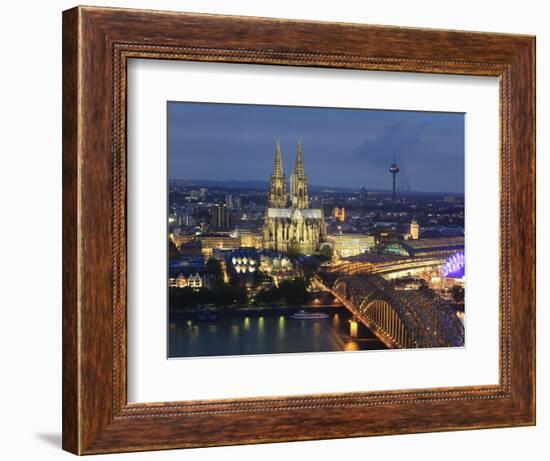 Germany, North Rhine Westphalia, Cologne (Koln), Hohenzoller Bridge over River Rhine and Cathedral-Michele Falzone-Framed Photographic Print