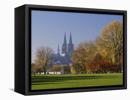 Germany, North Rhine-Westphalia, Cologne, View from the Rhine Park on Cologne Cathedral in Autumn-Andreas Keil-Framed Premier Image Canvas