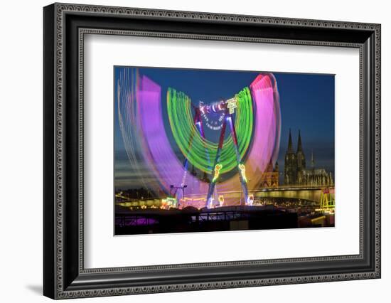 Germany, North Rhine-Westphalia, Funfair on the Deutz Shore at Night-Andreas Keil-Framed Photographic Print