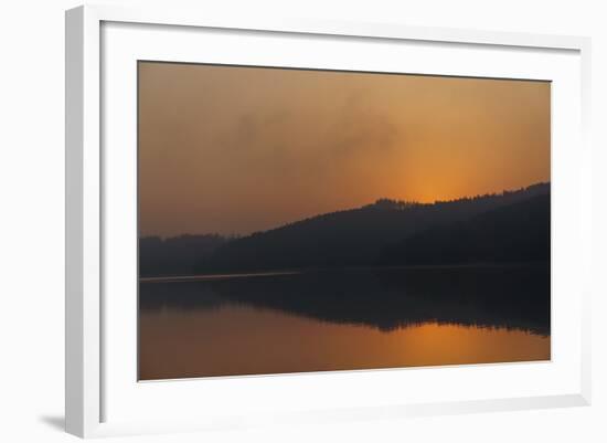 Germany, North Rhine-Westphalia, Sunrise over Sorpe Dam-Benjamin Engler-Framed Photographic Print