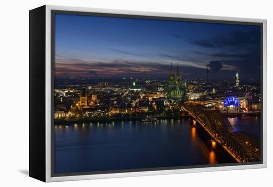 Germany, North Rhine-Westphalia, View of Cologne at Night-Andreas Keil-Framed Premier Image Canvas