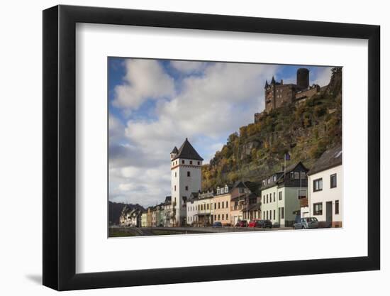 Germany, Rheinland-Pfalz, St. Goarshausen, Burg Katz Castle and Town-Walter Bibikow-Framed Photographic Print