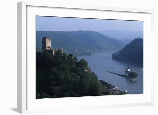 Germany, Rhine Valley, Kaub, Pfalz Island with Castle-null-Framed Giclee Print