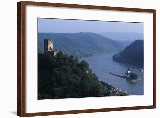 Germany, Rhine Valley, Kaub, Pfalz Island with Castle-null-Framed Giclee Print