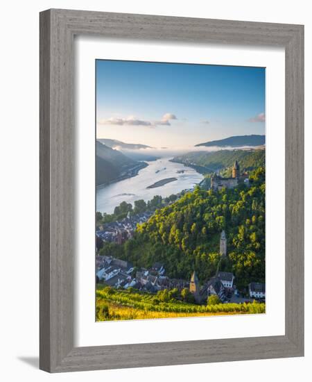 Germany, Rhineland Palatinate, Bacharach and Burg Stahleck (Stahleck Castle), River Rhine-Alan Copson-Framed Photographic Print