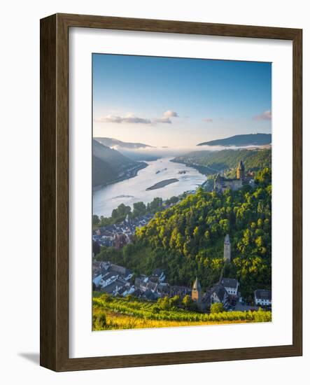 Germany, Rhineland Palatinate, Bacharach and Burg Stahleck (Stahleck Castle), River Rhine-Alan Copson-Framed Photographic Print