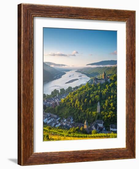 Germany, Rhineland Palatinate, Bacharach and Burg Stahleck (Stahleck Castle), River Rhine-Alan Copson-Framed Photographic Print