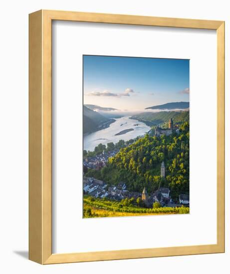 Germany, Rhineland Palatinate, Bacharach and Burg Stahleck (Stahleck Castle), River Rhine-Alan Copson-Framed Photographic Print