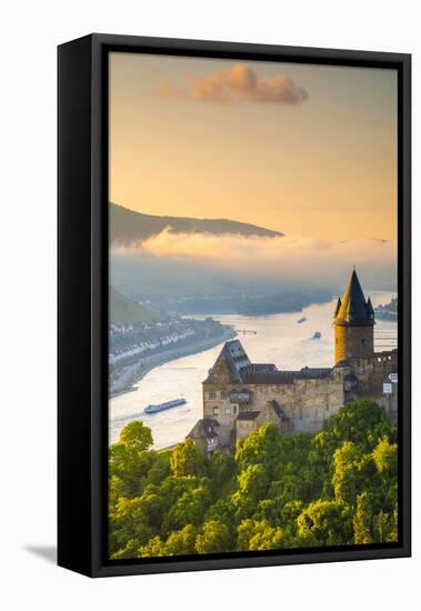 Germany, Rhineland Palatinate, Bacharach, Burg Stahleck (Stahleck Castle), River Rhine-Alan Copson-Framed Premier Image Canvas