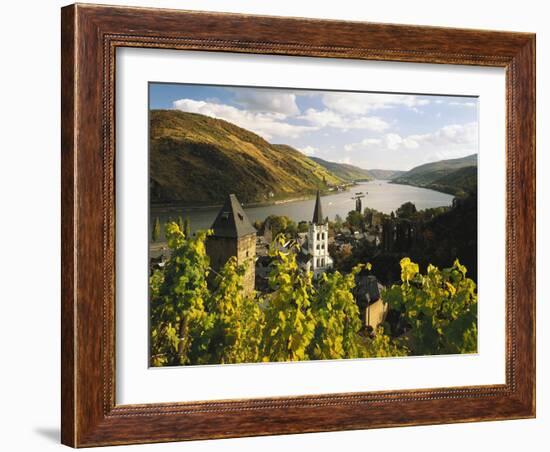 Germany, Rhineland-Palatinate, Bacharach, Church 'St. Peter', Castle 'Stahleck'-Thonig-Framed Photographic Print