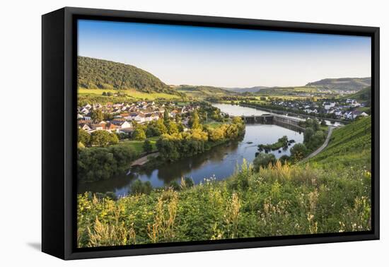Germany, Rhineland-Palatinate, District Trier-Saarburg, Schoden, Village View the Saar-Udo Bernhart-Framed Premier Image Canvas