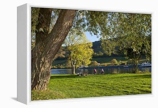 Germany, Rhineland-Palatinate, Moselle Shore, Cycle Track, Bicycle Tourists-Chris Seba-Framed Premier Image Canvas