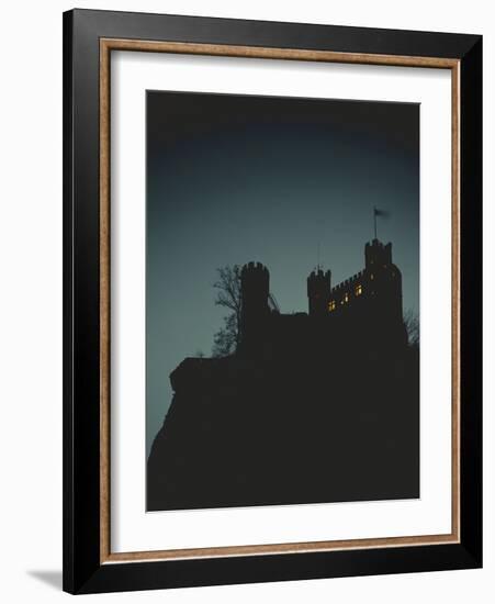 Germany, Rhineland-Palatinate, Trechtingshausen, Castle 'Rheinstein', Night-Thonig-Framed Photographic Print