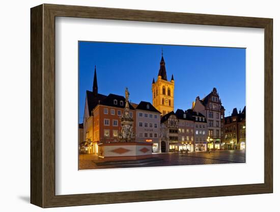 Germany, Rhineland-Palatinate, Trier, Marketplace, Petrusbrunnen (Well) in the Evening-Chris Seba-Framed Photographic Print