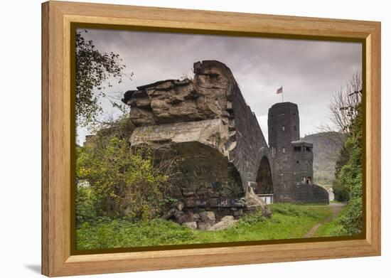 Germany, Rhineland-Pfalz, Remagen, Ruins of the Bridge at Remagen-Walter Bibikow-Framed Premier Image Canvas