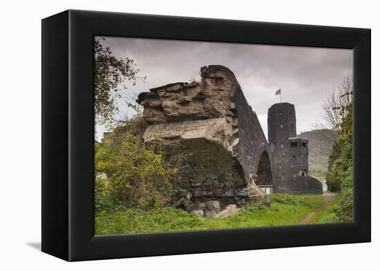 Germany, Rhineland-Pfalz, Remagen, Ruins of the Bridge at Remagen-Walter Bibikow-Framed Premier Image Canvas