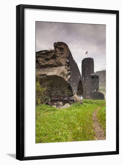 Germany, Rhineland-Pfalz, Remagen, Ruins of the Bridge at Remagen-Walter Bibikow-Framed Photographic Print