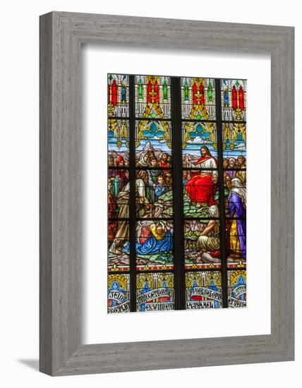 Germany, Rhineland-Pfalz, Speyer, Memorial Church, Interior View of Stained Glass Windows-Walter Bibikow-Framed Photographic Print