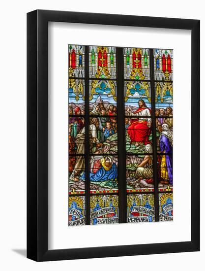 Germany, Rhineland-Pfalz, Speyer, Memorial Church, Interior View of Stained Glass Windows-Walter Bibikow-Framed Photographic Print