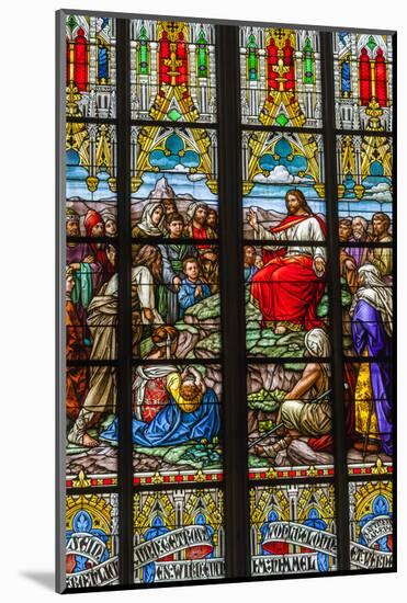 Germany, Rhineland-Pfalz, Speyer, Memorial Church, Interior View of Stained Glass Windows-Walter Bibikow-Mounted Photographic Print