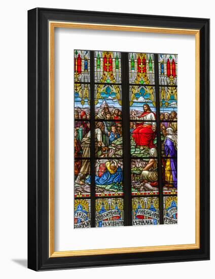 Germany, Rhineland-Pfalz, Speyer, Memorial Church, Interior View of Stained Glass Windows-Walter Bibikow-Framed Photographic Print