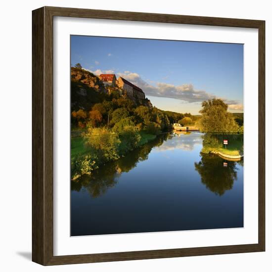 Germany, Saxony-Anhalt, Burgenlandkreis, Castle and Sluice Wendelstein in the Evening Light-Andreas Vitting-Framed Photographic Print