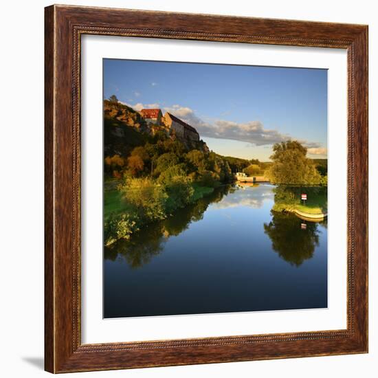 Germany, Saxony-Anhalt, Burgenlandkreis, Castle and Sluice Wendelstein in the Evening Light-Andreas Vitting-Framed Photographic Print