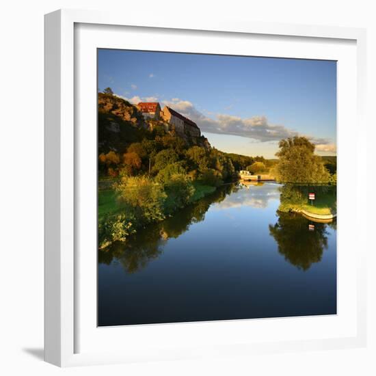 Germany, Saxony-Anhalt, Burgenlandkreis, Castle and Sluice Wendelstein in the Evening Light-Andreas Vitting-Framed Photographic Print