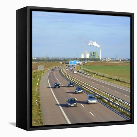 Germany, Saxony-Anhalt, Motorway A38, Dreieck Halle-SŸd (Motorway Junction)-Andreas Vitting-Framed Premier Image Canvas