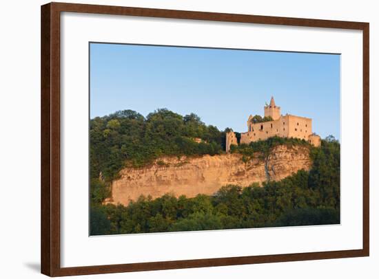 Germany, Saxony-Anhalt, Naumburg, Bad Kšsen, Ruin Rudelsburg in Evening Light-Andreas Vitting-Framed Photographic Print