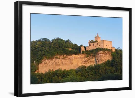 Germany, Saxony-Anhalt, Naumburg, Bad Kšsen, Ruin Rudelsburg in Evening Light-Andreas Vitting-Framed Photographic Print