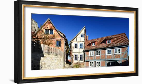 Germany, Saxony-Anhalt, Quedlinburg, Historical Old Town, Narrow Alley with Half-Timbered Houses-Andreas Vitting-Framed Photographic Print