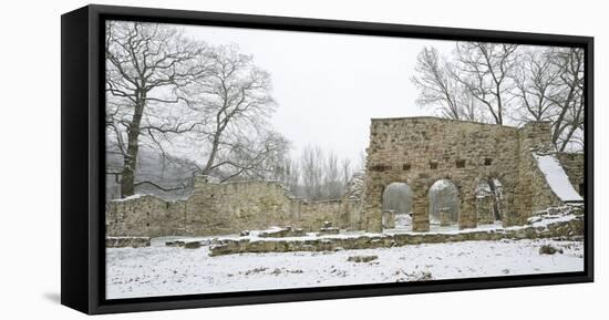 Germany, Saxony-Anhalt, Saale-Holzland-Kreis, Camburg, Ruin of the Cyriaks Church in Winter-Andreas Vitting-Framed Premier Image Canvas
