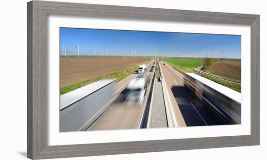 Germany, Saxony-Anhalt, Truck and Car in Motion Blur-Andreas Vitting-Framed Photographic Print