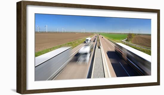 Germany, Saxony-Anhalt, Truck and Car in Motion Blur-Andreas Vitting-Framed Photographic Print